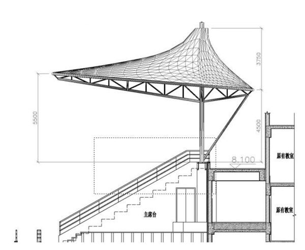 學(xué)校體育看臺膜結(jié)構(gòu)圖紙